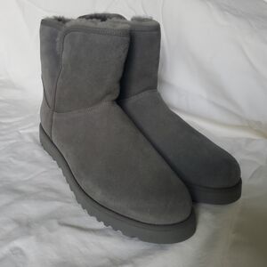 UGG Sz 11 Cory II Boots Charcoal Winter Suede Shearling Classic Mini Short Ankle